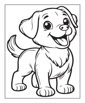 AI generated kids coloring page, dog coloring page illustration vector