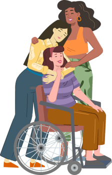 Illustration of a group diverse women, each with different body type and race. Women power, feminism, empowerment, diversity and body positive. png
