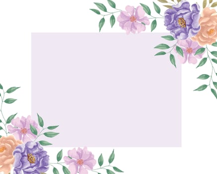 Purple and Peach Rose Watercolor Flower Border vector