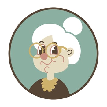 Grandmother avatar or picture, family tree icon vector