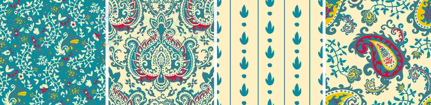 Paisley Seamless pattern collection vector