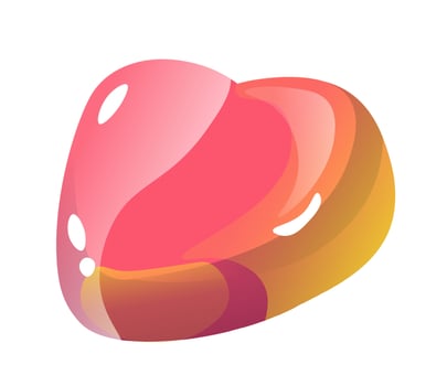 Chewy sugar in shape of heart gummy jelly candy vector