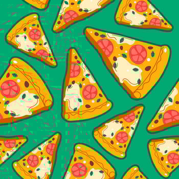 Italian pizza slices with tomatoes and cheese vector
