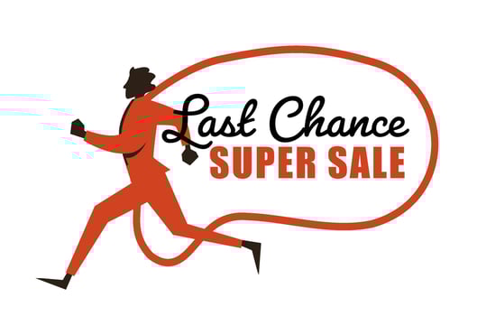 Last chance super sale, discounts in shops vector