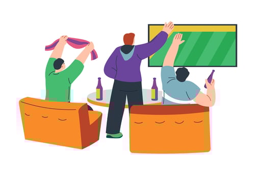 Men friends watching football in pub or bar vector