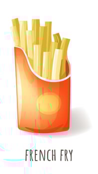 French fry, crispy snack and popular fast food vector