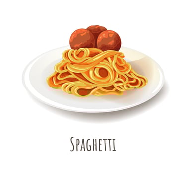 Spaghetti, meal of traditional Italian cuisine vector