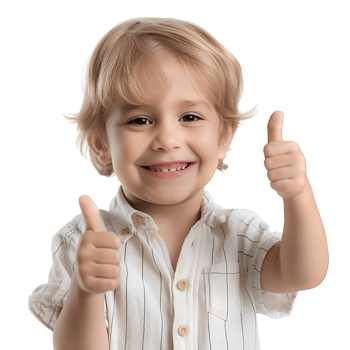 AI generated little boy thumbs up on transparent background png