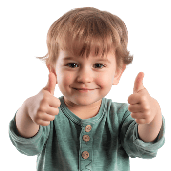 AI generated little boy thumbs up on transparent background png