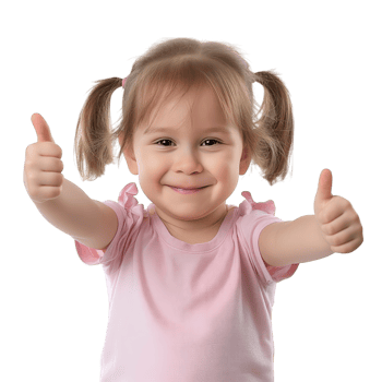 AI generated little girl thumbs up on transparent background png