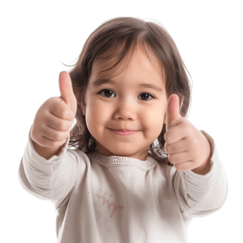 AI generated little girl thumbs up on transparent background png