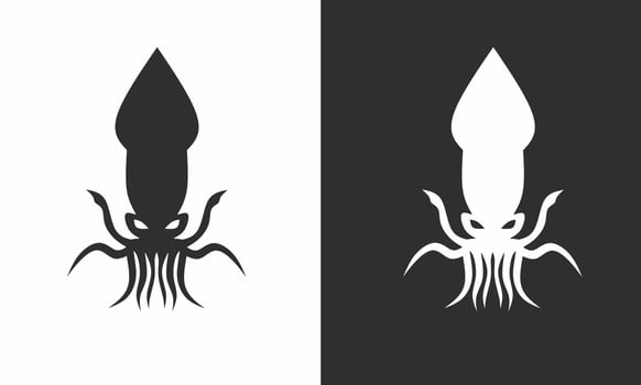 Illustration vector graphics of black and white squid logo design template