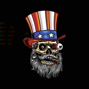 Uncle Sam Skull Wearing Hat And Smoking Cigar Graphic vector