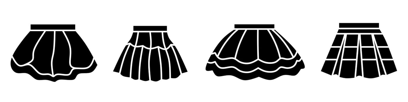 Skirt icon illustration. Black and white skirt icon set. Stock collection. vector
