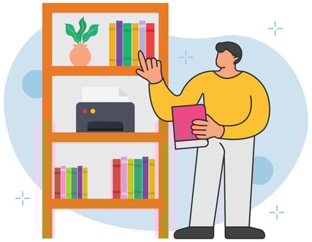 Man pointing book in office vector