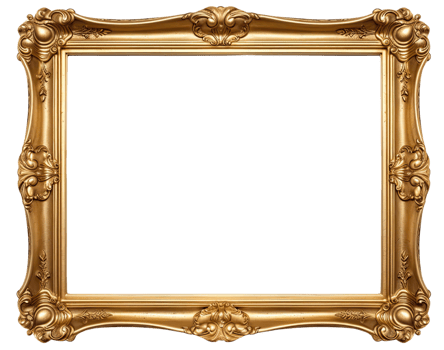 AI generated Golden wooden frame isolated on transparent background, Patterned and Vintage picture frame PNG format, old wide ornamental baroque picture frame