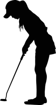 Silhouette of women golf player pose illustration vector