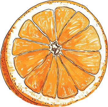 Orange half fruit food decoration. vector