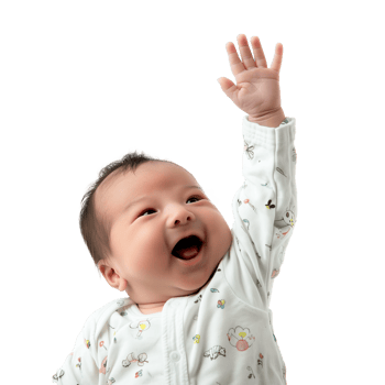 AI generated Joyful baby waving hand on a transparent background png