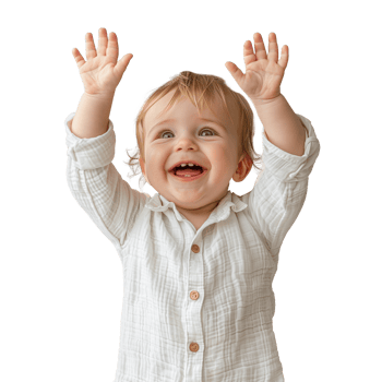 AI generated Happy toddler with arms raised on a transparent background png