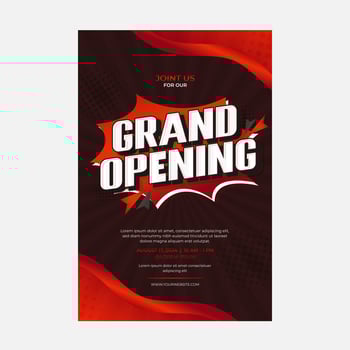 Grand opening ceremony invitation or flyer design. Sale promotion template with 3d text effect sale poster. vector
