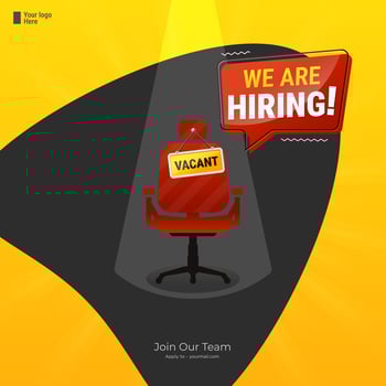 We're hiring Square banner design. We are hiring job announcement template design employee vacancy announcement vacant position . vector