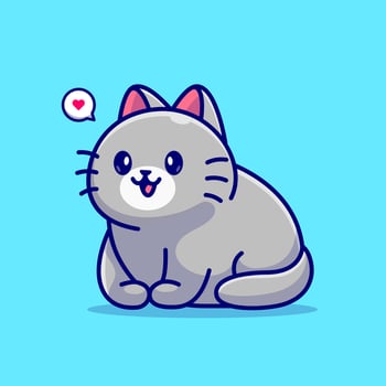Cute Cat Sitting Cartoon Vector Icon Illustration. Animal Nature Icon Concept Isolated Premium Vector. Flat Cartoon Style