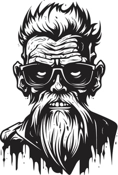 Undead Uproar Sleek Vector Icon Embracing the Terrifying Presence of a Zombie in Black Elderly Eeriness Black Symbol Signifying the Horror of an Old Zombie