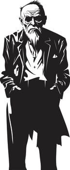 Macabre Maestro Sleek Vector Symbol Capturing the Frightening Terror of a Zombie in Black Creepy Corporeal Iconic Black Logo Design Signifying the Horror of a Scary Old Zombie