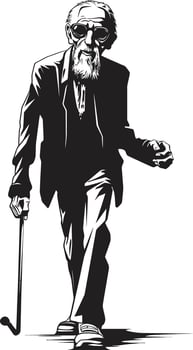 Macabre Maestro Black Logo Design Signifying the Frightening Horror of an Elderly Man Creepy Corporeal Iconic Vector Symbol Capturing the Horror of a Scary Old Zombie in Black