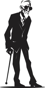 Elderly Eeriness Sleek Vector Icon Signifying the Horror of an Old Zombie in Black Grim Ghoul Black Logo Design with a Frightening Zombie Man Icon