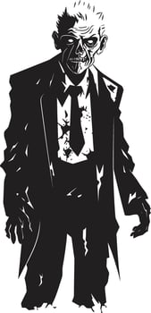 Cadaverous Countenance Dynamic Black Icon Embracing the Spooky Presence of a Scary Old Zombie Macabre Maestro Black Symbol Signifying the Frightening Horror of an Elderly Man vector