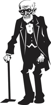 Elderly Eeriness Sleek Vector Icon Signifying the Horror of an Old Zombie in Black Grim Ghoul Black Logo Design with a Frightening Zombie Man Icon