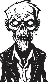 Cadaverous Countenance Dynamic Black Icon Embracing the Spooky Presence of a Scary Old Zombie Macabre Maestro Black Symbol Signifying the Frightening Horror of an Elderly Man vector