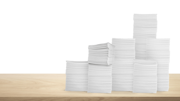 Stack of paper documents on the table Document work in the office Isolated pile PNG transparent