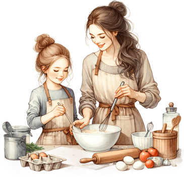 AI generated Baking Day with Mom png