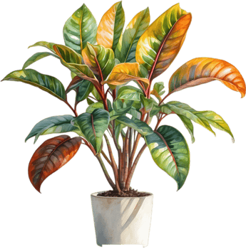 AI generated Watercolor painting of a Crotons plant. png