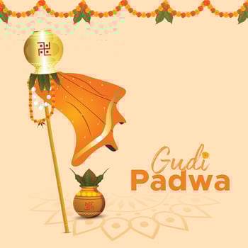 Gudi Padwa Indian Hindu festival background vector