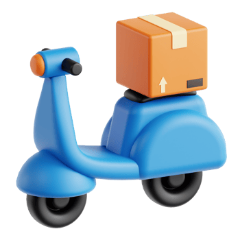 Motorcycle delivery 3d graphic illustration png