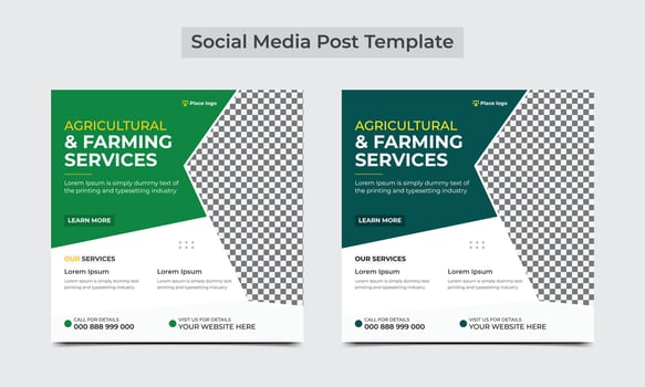 Agricultural and farming services social media banner template design. vector illustration.