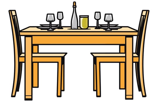 Dining Table and chairs Vector, Tables with chairs for dining illustration vector