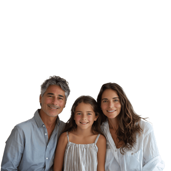 AI generated Happy family with one child posing on a transparent background png