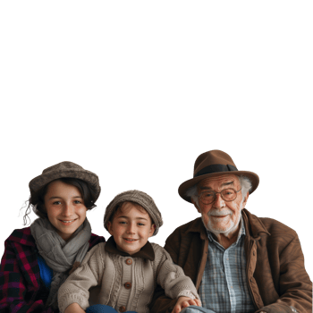 AI generated Multi-generational family in casual wear with transparent background png