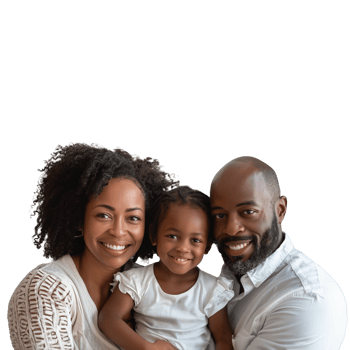 AI generated Happy family with young child on a transparent background png
