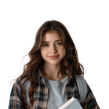 AI generated Smiling young student with backpack and book png