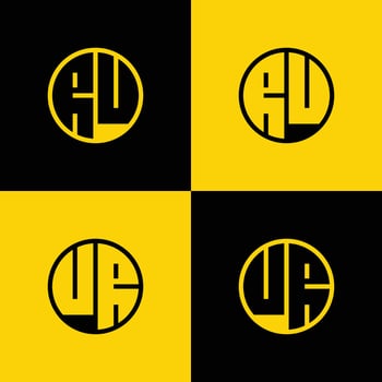 Simple RU and UR Letters Circle Logo Set, suitable for business with RU and UR initials vector