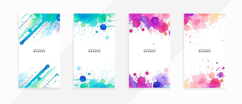 Abstract splash and stains watercolor banners set vector