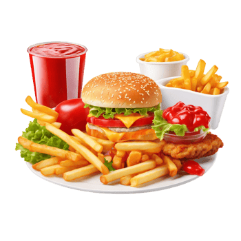 Burger French fries isolated on transparent background png