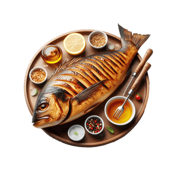 Grilled fish isolated on transparent background png