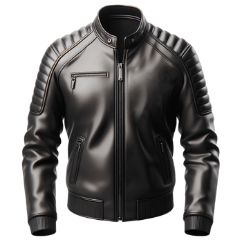 Black men's leather jacket isolated on transparent background png